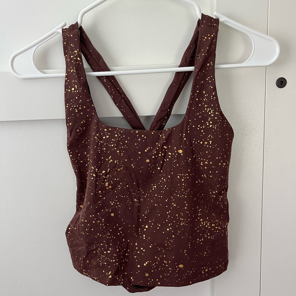 Senita Athletics Brown Tank Top with Gold Speckles